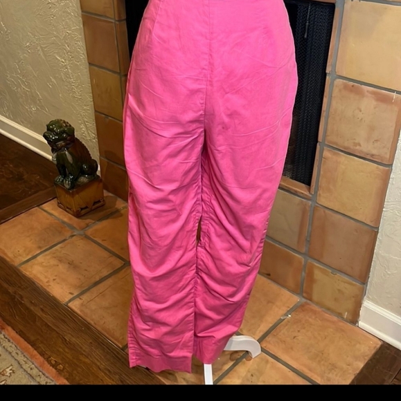 Lilly Pulitzer Preppy Resort Wear Hot Pink Flat Front Linen/Cotton Pants, 10! - Picture 11 of 11